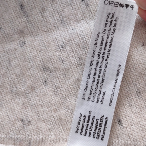 Eileen Fisher Size M Speckled Waterfall Organic Cotton Wool Blend Sweater - Picture 8 of 10